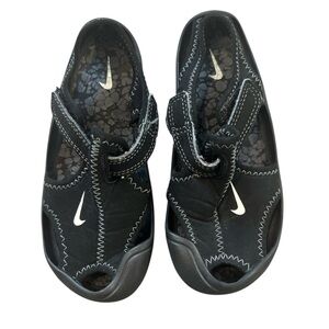 Nike Black Water Shoes with Velcro Strap and Mesh Design